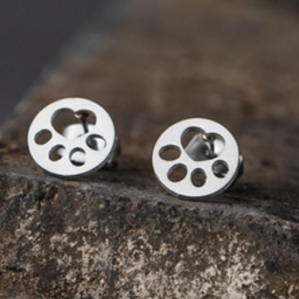 Animal paw print stainless steel boutique earrings new